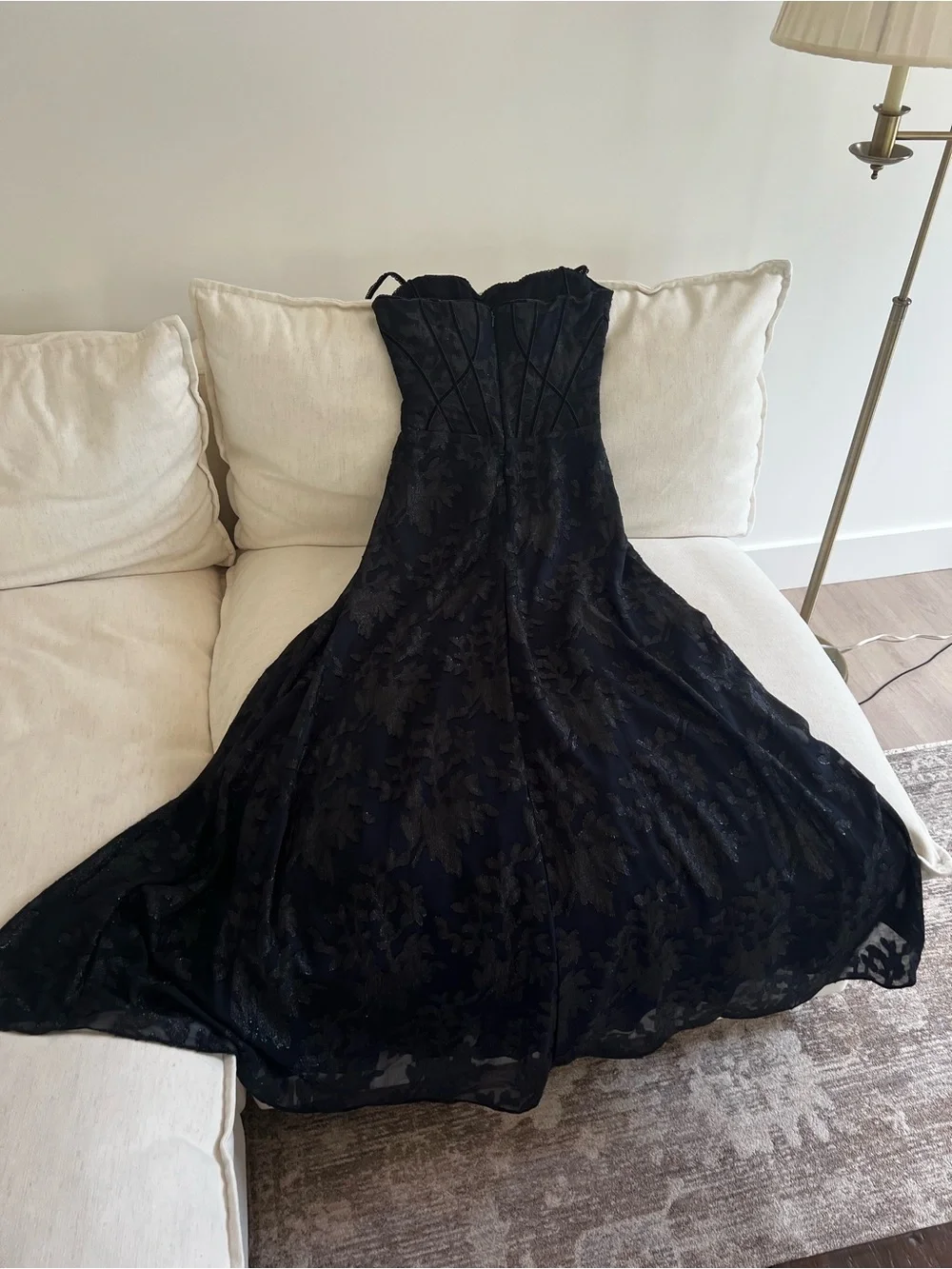 House Of Cb ESME Midnight Blue Lurex Chiffon Maxi Dress - Picture 6 of 9